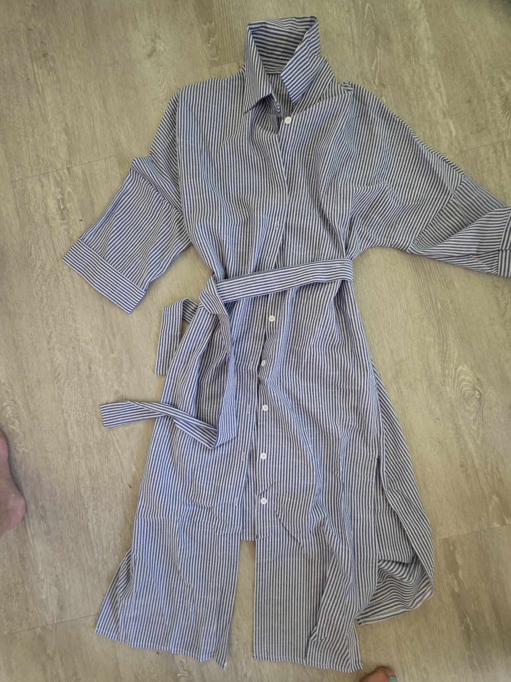 Striped Button-Down Shirt Dress with Belt * NEW* XL